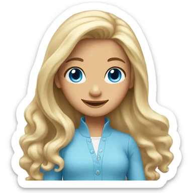 Blue eyed smiling girl with blonde hair sticker