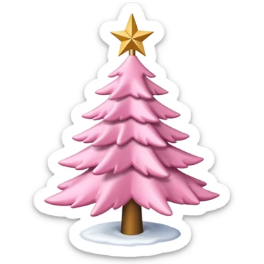 Pink Christmas tree with snow on the branches and a gold star on top no baubles  sticker