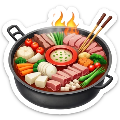 Traditional Chinese hotpot with charcoal fire base sticker
