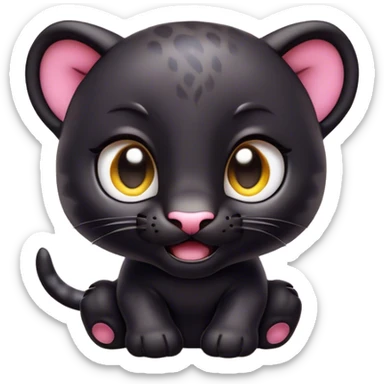 Cinematic Comical Baby Panther Portrait Emoji, Head tilted dramatically with an exaggeratedly shocked expression, featuring a compact, endearing build with wide, comically expressive eyes full of humorous disbelief, Simplified yet hilariously expressive features, highly detailed, glowing with a slightly sassy glow, high shine, dramatic yet playful, stylized with an air of quirky youthful charm, soft glowing outline, capturing the essence of a meme-worthy baby panther that looks ready to side-eye its way into viral fame! sticker