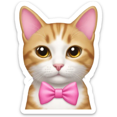 Pink bow on a cat sticker