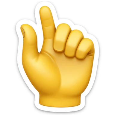 A 3D Apple-style yellow hand emoji, closed fist with thumb pointing backward over the shoulder direction, smooth rounded shape, shiny surface, clean minimal background. AND MOTİON LİNE sticker