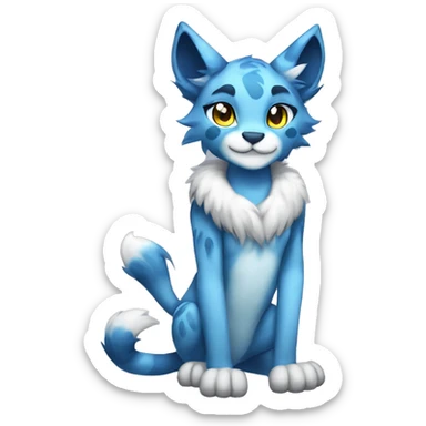 Anthropomorphic Anthro Blue Sona Lynx-Fakémon Furry Full Body sticker