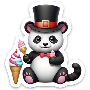 Panda eating ice cream + Cat with tophat + Christmas nutcracker + Cat with tophat + Panda eating ice cream + Panda eating ice cream + Panda eating ice cream sticker