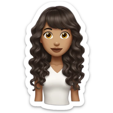One rockstar girl with wave cascade brunette hair with fringes sticker