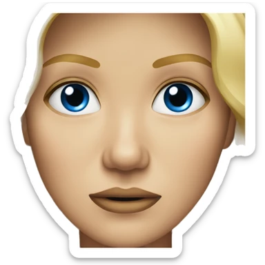 Blonde woman blue eyes frowning  sticker