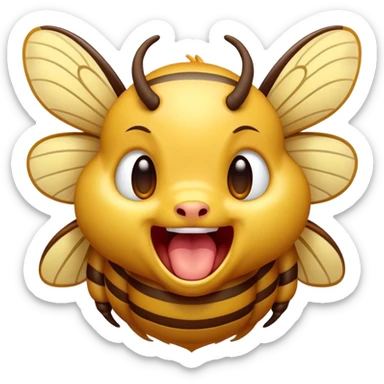 Cinematic Cute Yawning Hornet Portrait Emoji, Head tilted slightly with a dramatic, wide-open yawn, showcasing a small, striped body with softly drooping wings and sleepy, half-closed eyes, Simplified yet irresistibly adorable features, highly detailed, glowing with a soft, cozy glow, high shine, relaxed yet expressive, stylized with a dash of whimsical insect charm, soft glowing outline, capturing the essence of a drowsy yet affectionate hornet that appears ready to stretch out for a nap! sticker