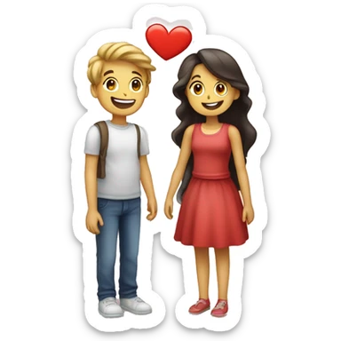 Sure! Here's the prompt in English for generating emojis:"A boy and a girl are sharing their love with each other using emojis. The boy sends a heart emoji, and the girl replies with loving emojis as well." sticker