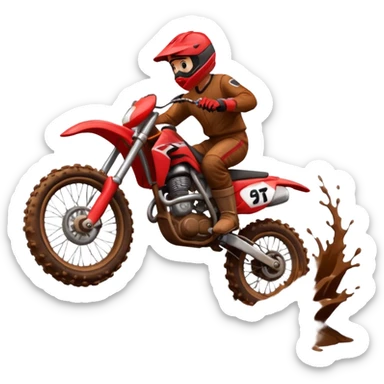 Red dirt bike mud sliding sticker