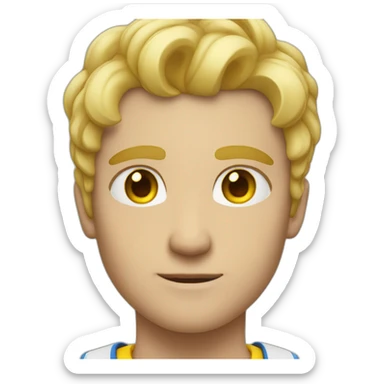a man blond hair, blue eyes, a yellow aura around him sticker