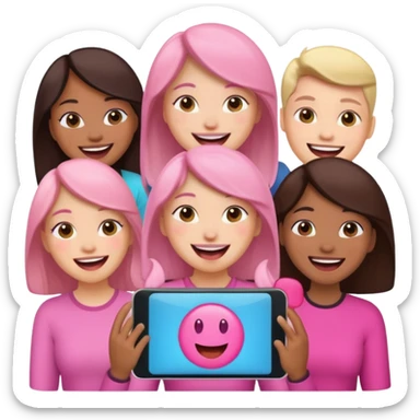 pink video call between people sticker
