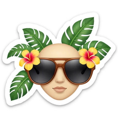 Sunglasses with tropical flowers  sticker