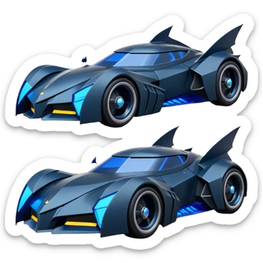  the animated series aerodynamic alien opulent dark knight futuristic concept Batmobile loosely based on 1936 cord 812(flat long straight faceted mechanical body) winged stealthy blue headlight covers street hot rod  sticker