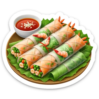 Vietnamese spring roll with shrimp, make it closed/fully wrapped sticker
