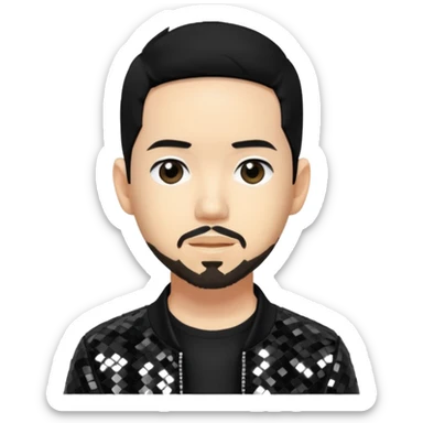Mike Shinoda with black hair, black sequin tour outfit sticker