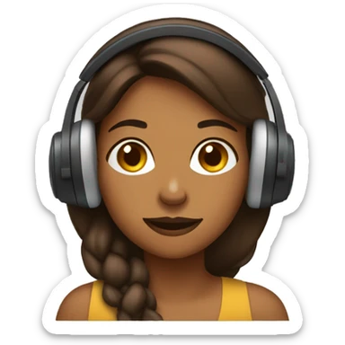Brown woman nodding her head yes with headphones sticker