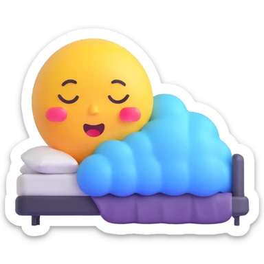 cartoon sticker of a sleepy emoji with a sleep bubble, colorful and cheerful style, no text, suitable for WhatsApp and Instagram, transparent background sticker