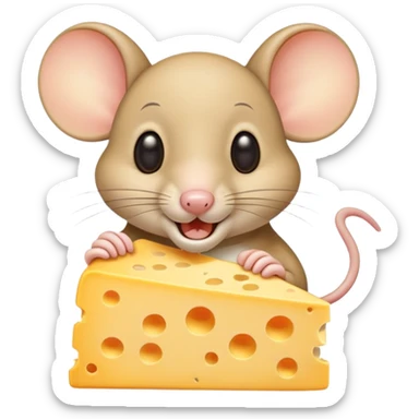 Jerry mouse from Tom and Jerry eating cheese sticker