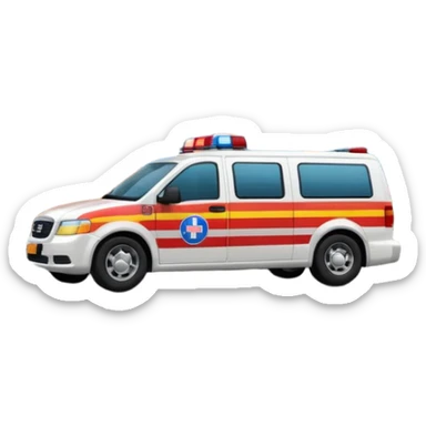 Emergency Medical Services department building with Emergency Medical Services car near sticker