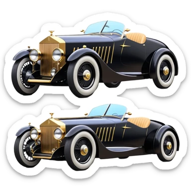 Batgirl’s black Bare bones chopped streamlined sporty (stripped down) hot street rodded engine sports car 1932 Rolls Royce Woody futuristic electric spaceship motors and lightening dynamos with wide racing wheels that are held strong by advanced suspension and steering sticker
