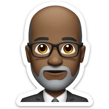 deon sanders with round face and suit and glasses and buzz cut and small eyes and over 50 small gray bearded receding hairline and small black eyes and wrinkled forehead sticker