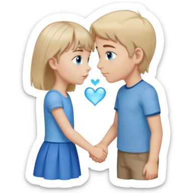 tall pale boy with blue eyes and medium length hair kissing a short girl with blue eyes and light brown shoulder length hair  sticker