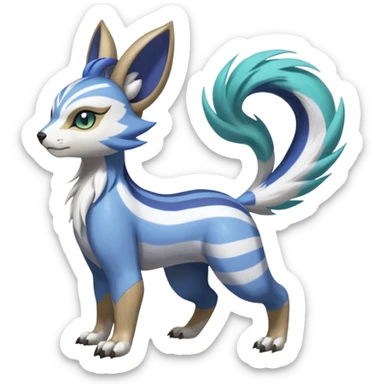 Colorful Skilled Adept Graceful Asian Painted WereGarurumon-Meloetta-Ursaring-Furret-fusion-hybrid-creature (full body) sticker