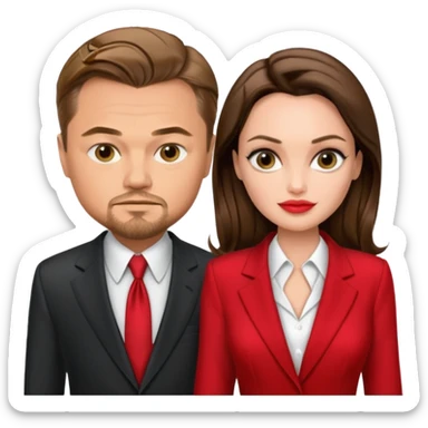 leonardo di caprio and Angelina Jolie in a red dress sticker