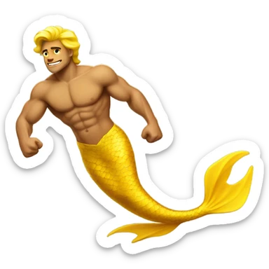 Tan muscular merman with yellow tail sticker