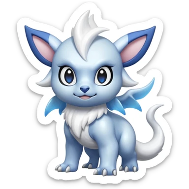 White glossy soft silky furry iridescent Absol-Shinx-fusion-hybrid, full body sticker