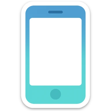 Smartphone icon, flat emoji style, outline with blue and turquoise colors, white background sticker