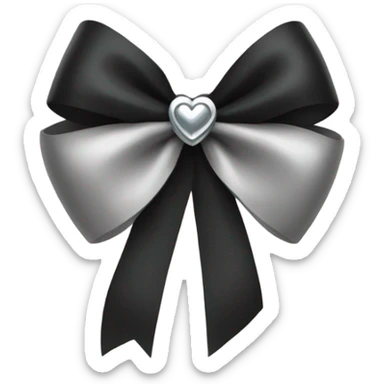 black bow with a silver heart bow in the center sticker