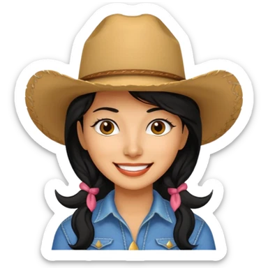 Saluting cowgirl Latina black hair sticker