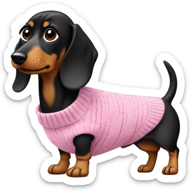 Black and tan Weiner dog with pink sweater  sticker