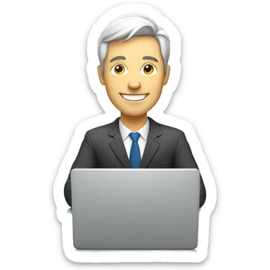 White Happy man working on a Laptop sticker