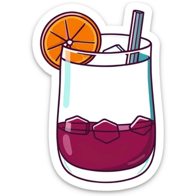 traditional sangria drink filled with ice cubes, red wine, orange and apple slices, very icy and cold sticker