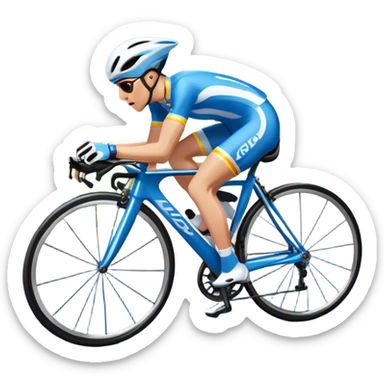 An icon featuring a sleek racing bicycle with aerodynamic wheels on a winding road. The background showcases a scenic mountain landscape, a bright blue sky, and a cheering crowd near the track. Transparent background emphasizes the speed, endurance, and thrill of cycling. sticker