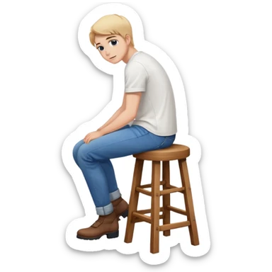 a person sitting on stool with backs turned

 sticker