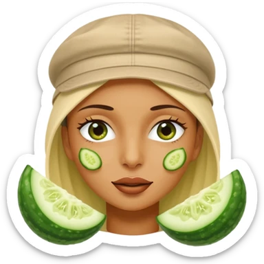 mulher de touca na cabeça e pepino nos olhos sticker