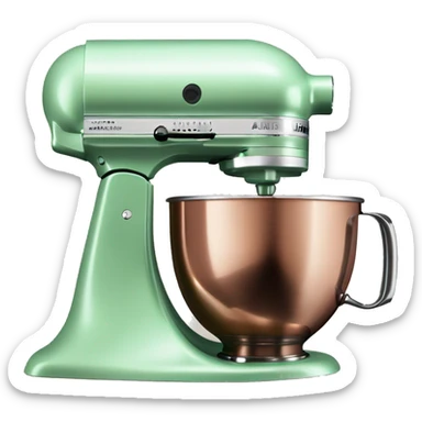 Realistic pastel green and metallic copper kitchenaid mixer. sticker