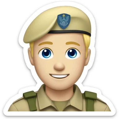 boy with blonde hair and blue eyes in the military  sticker
