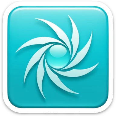 a Tiny compressed Stylized light-turquoise wind wind symbol inside a gradient white square icon, light turquoise borders sticker