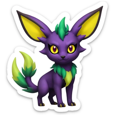 Dark Edgy Leafeon-Umbreon-Fakémon-hybrid-creature (full body)  sticker
