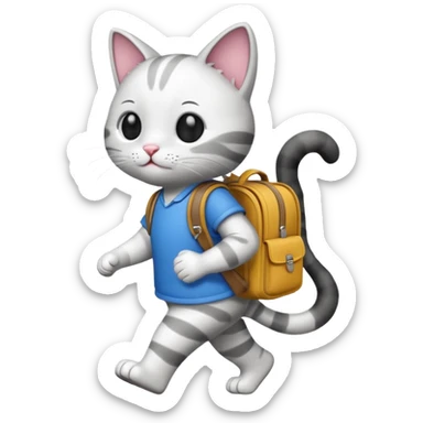  Cat with bookbag sticker