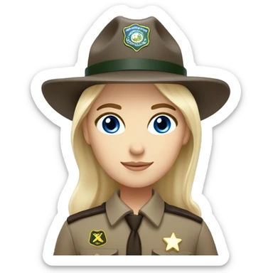 park ranger white girl with dark hair and blue eyes sticker