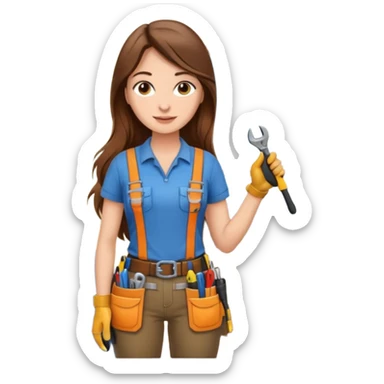 beautiful girl with long brown hair constructing new lounge room area sticker