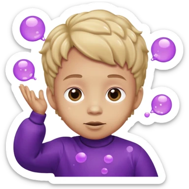 Kids in Fruit Clothes 
A boy in a grape outfit with round purple bubbles. 




































 sticker