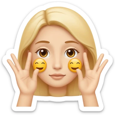 Minimal emoji representing reduced facial puffiness, soft hand gesture shaping the face contour, balanced and natural appearance, wellness-focused, simple and easy to understand
 sticker