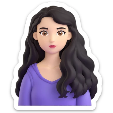 strong girl with brown eyes, long slightly wavy black hair sticker