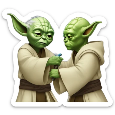 master yoda fighting against obi wan kenobi sticker